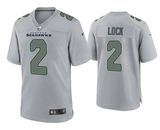 Men's Seattle Seahawks #2 Drew Lock Gray Atmosphere Fashion Stitched Game Jersey
